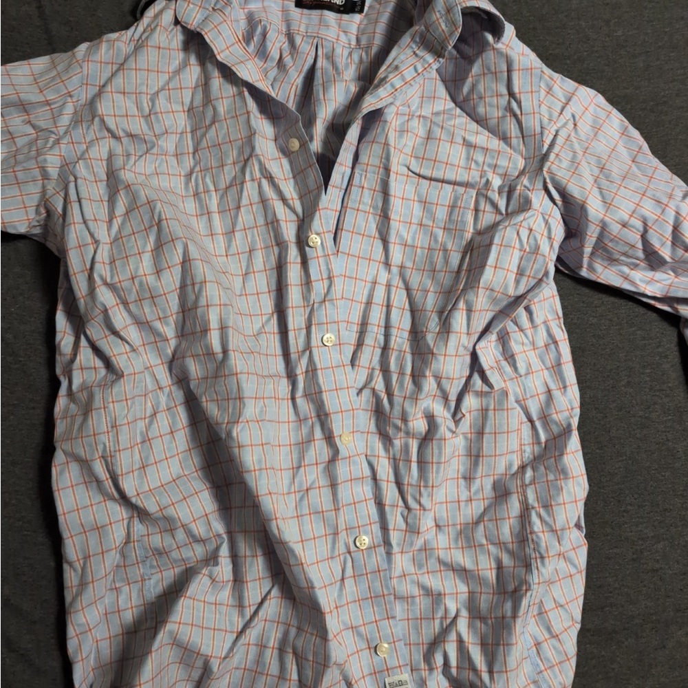 Kirkland Signature Blue and Orange Plaid Shirt